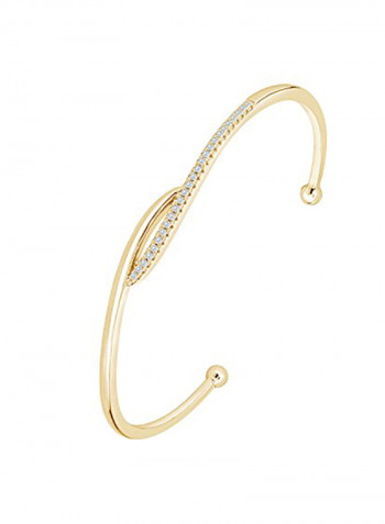 925 Sterling Silver Round Diamond Simulant Bangle Bracelet