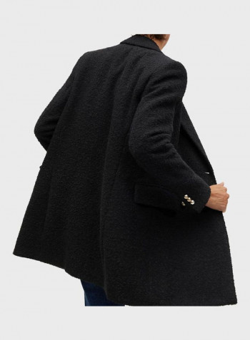 Double Breasted Longline Coat Black