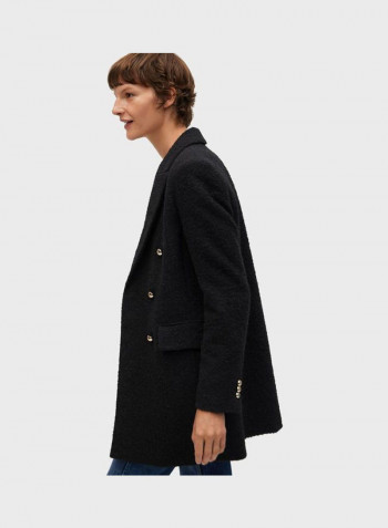 Double Breasted Longline Coat Black