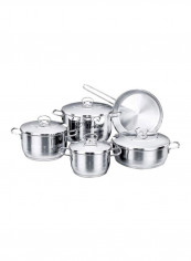 9-Piece Astra Cookware Set Silver Casserole (2, 3.5, 6.5), 1x Low Cassarole - 3.5L
