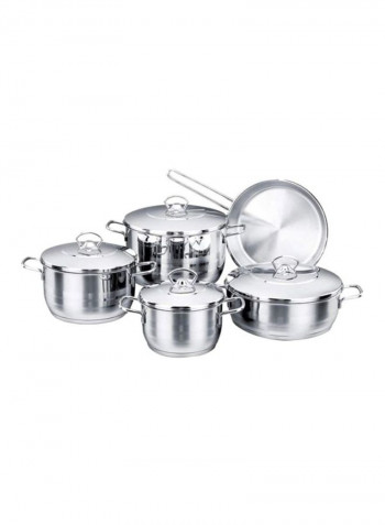 9-Piece Astra Cookware Set Silver Casserole (2, 3.5, 6.5), 1x Low Cassarole - 3.5L