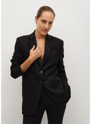 Tailored Front Pocket Details Blazer Black