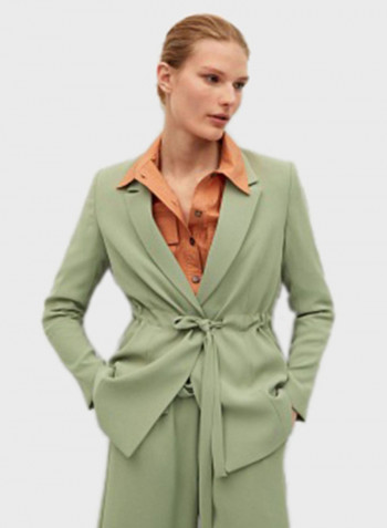 Drawstring Waist Blazer Green