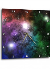 Space Clouds Printed Analog Wall Clock Multicolour 15x15x0.1inch