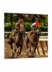 Two Horses And Jockeys Printed Wall Clock Multicolour 15 x 15inch