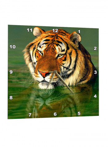 Bengal Tiger Printed Wall Clock Multicolour 13 x 13inch