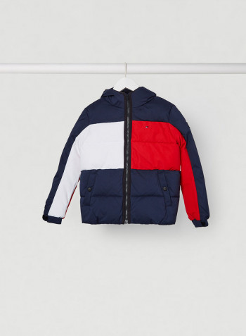 Youth Flag Hooded Puffer Jacket Twilight Navy