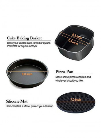 11-Piece Air Fryer Accessory Set Black/Silver/Blue