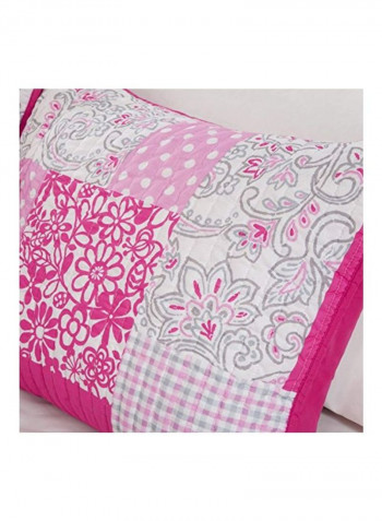 3-Piece Quilt Coverlet Set Polyester Pink/White Twin/Twin X-Large