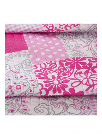 3-Piece Quilt Coverlet Set Polyester Pink/White Twin/Twin X-Large