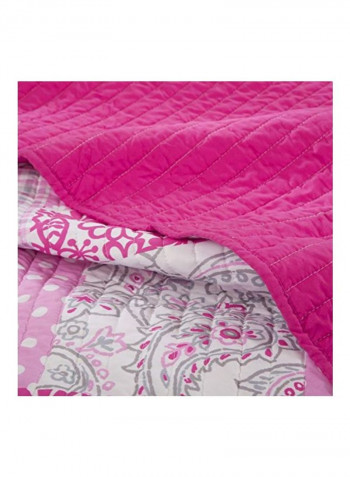 3-Piece Quilt Coverlet Set Polyester Pink/White Twin/Twin X-Large