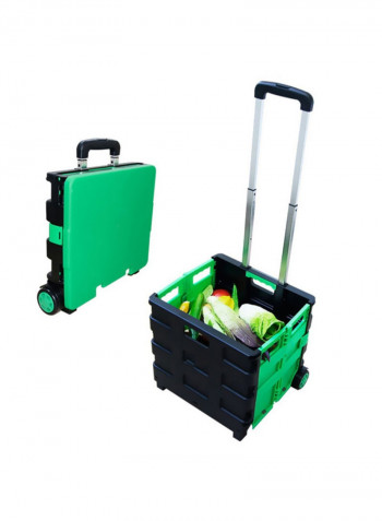 Two Wheeled Folding Shopping Bag Cart Green/Black 14 x 44 x 3.56centimeter