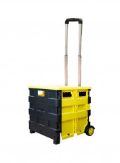 Two Wheeled Folding Shopping Bag Cart Yellow/Black 14 x 44 x 3.56centimeter