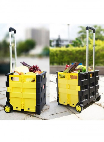 Two Wheeled Folding Shopping Bag Cart Yellow/Black 14 x 44 x 3.56centimeter