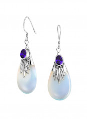 925 Sterling Silver Cubic Zirconia And Opalite Glass Studded Teardrop Earrings reviews 925 Sterling Silver Cubic Zirconia And Opalite Glass Studded Teardrop Earrings
