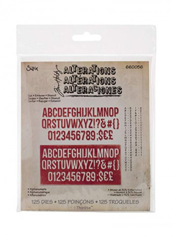 125-Piece Alphanumeric Thinlit Die Red