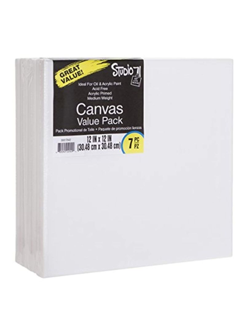 7-Piece Canvas For Oil Or Acrylic Paint,12x12 Inch White