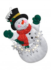 Snowman With Snowflakes Wall Hanging Kit White/Red/Black