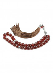 Agate (Carnelian) Prayer Beads With Sterling Silver Components