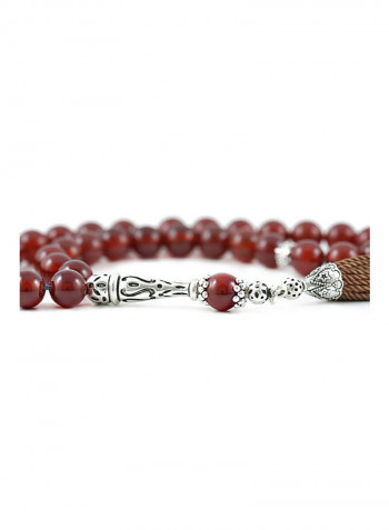 Agate (Carnelian) Prayer Beads With Sterling Silver Components