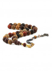 Mixed Wood Prayer Beads With Sterling Silver Components