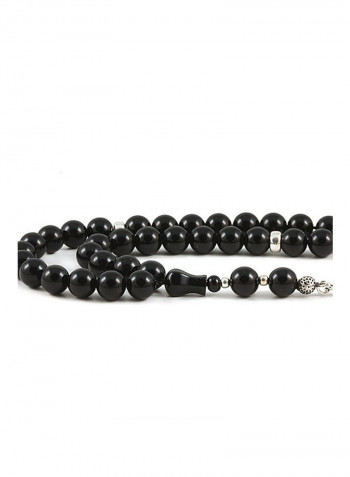 Onyx Prayer Beads with Sterling Silver Components
