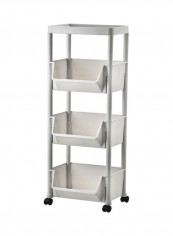 4-Layer Storage Trolley Rolling Cart Grey