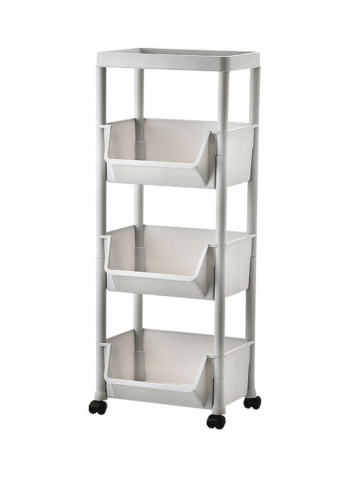 4-Layer Storage Trolley Rolling Cart Grey