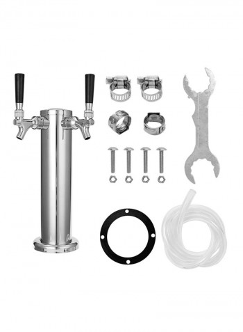 Stainless Steel Beer Tower Tap Set Silver 330millimeter