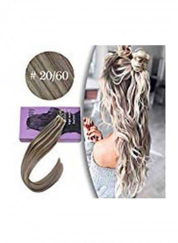20-Piece Straight Hair Extension Set Brown 20inch