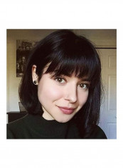 Human Hair Short Bob Wig With Air Bangs Black 8inch