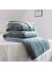 Carving Pattern Warm Blanket Throw Cotton Grey 180x200centimeter