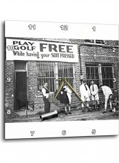 Play Golf Free While Having Your Suit Pressed Grayscale Wall Clock Multicolour 15x15inch