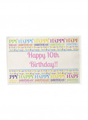 12-Piece Happy Birthday Printed Laminated Placemat Set Pink/Blue/Yellow 17x11inch