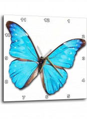 Large Butterfly Wall Clock White/Blue 15 X 15inch