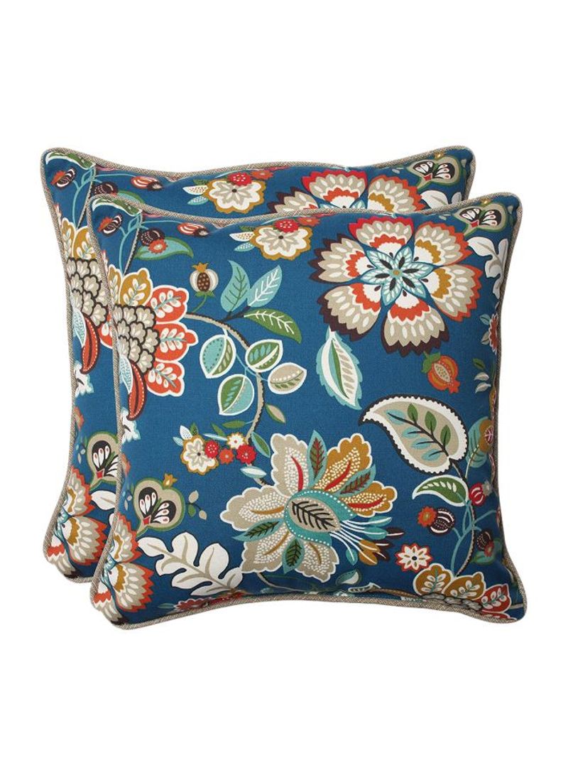 Pack Of 2 Outdoor Telfair Throw Pillow Blue/Red/Grey 18.5x18.5x5inch