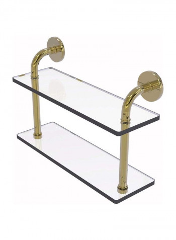 Remi Collection 2 Tiered Glass Shelf Clear/Gold 16inch