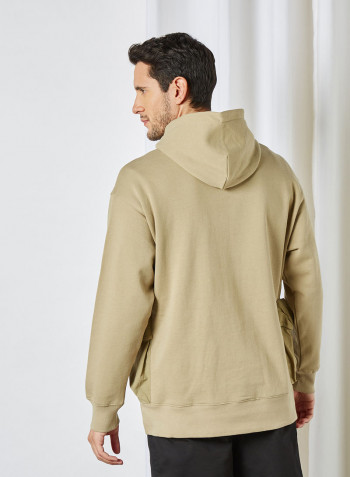 Dual Cargo Pocket Hoodie Beige