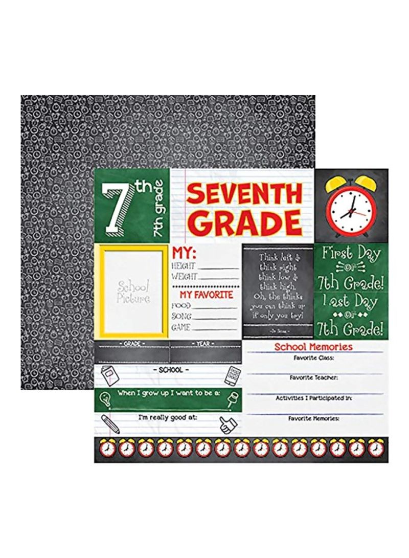 25-Piece 7th Grade Double Sided Cardstock Black/Green/Red