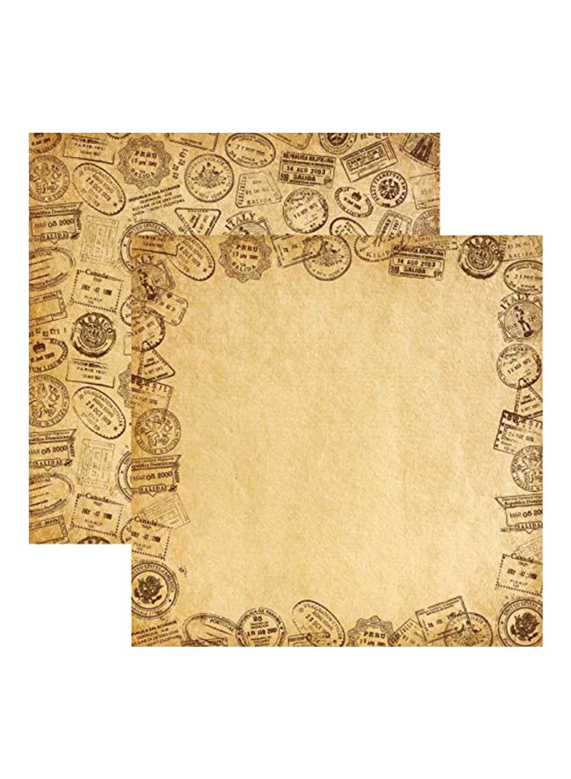 25-Piece Postal Stamp Themed Double Sided Printed Sheets Brown