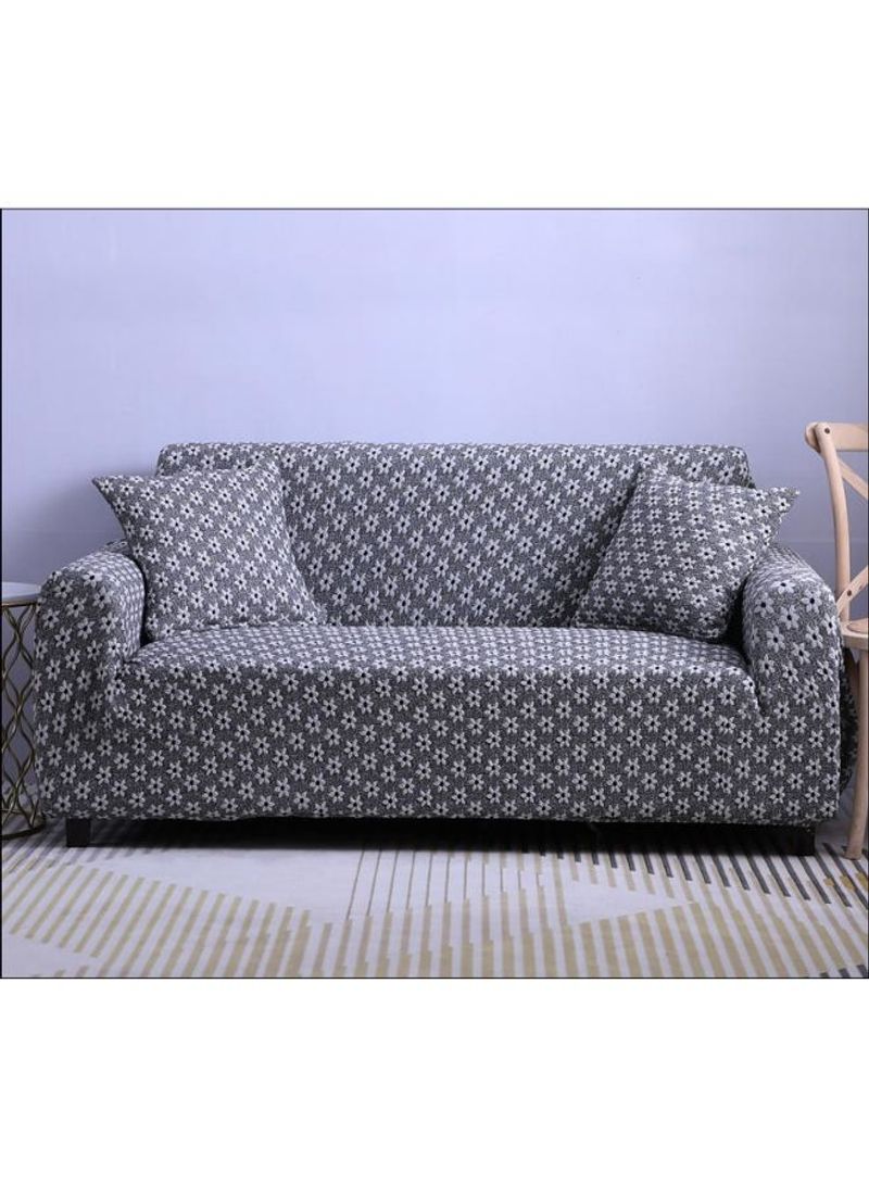 3D Kintting Flower Pattern Sofa Slipcover Grey/Blue 235-300centimeter