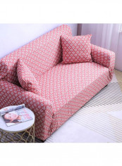 Floral Pattern Sofa Slipcover Red/White 235-300centimeter