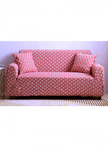 Floral Pattern Sofa Slipcover Red/White 235-300centimeter