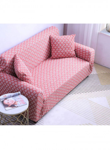 Floral Pattern Sofa Slipcover Red/White 235-300centimeter