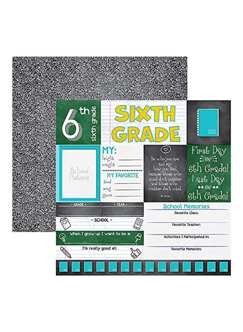 25-Piece 6th Grade Double Sided Cardstock Black/Yellow/Green