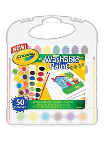 50-Piece Washable Paint And Paper Set red/blue/green