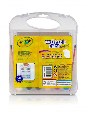 50-Piece Washable Paint And Paper Set red/blue/green
