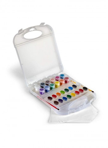 50-Piece Washable Paint And Paper Set red/blue/green