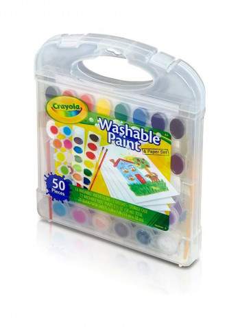 50-Piece Washable Paint And Paper Set red/blue/green