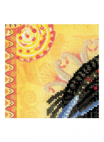 African Princess Counted Cross Stitch Kit With Pre-Printed Background Yellow/Brown/Red